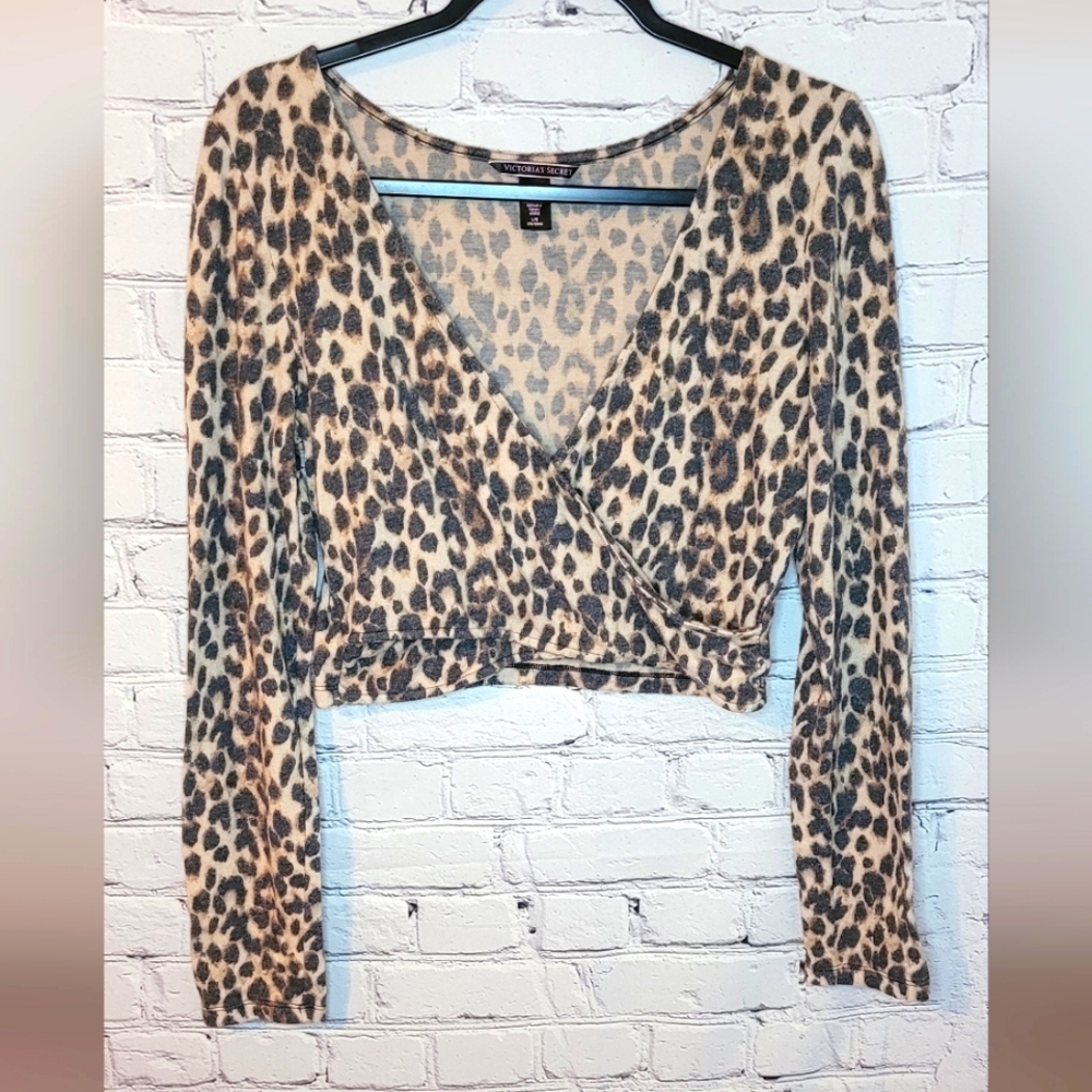 Victoria's Secret Leopard Wrap Crop Top - Tan & Black
